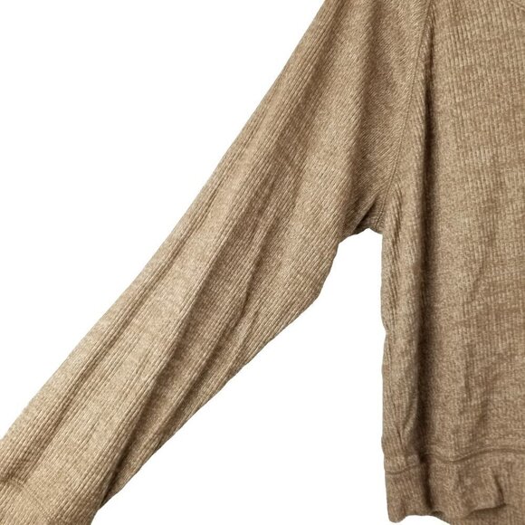 Love by Gap Small Ribbed Long Sleeve Top Heathered Brown V-neck - Picture 7 of 9